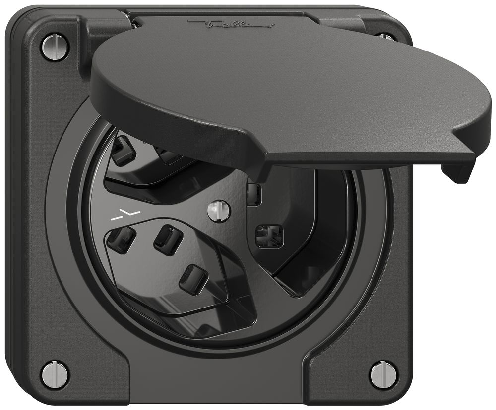 Presa NUP NEVO, 3×T23, IP21, 1×separato, nero