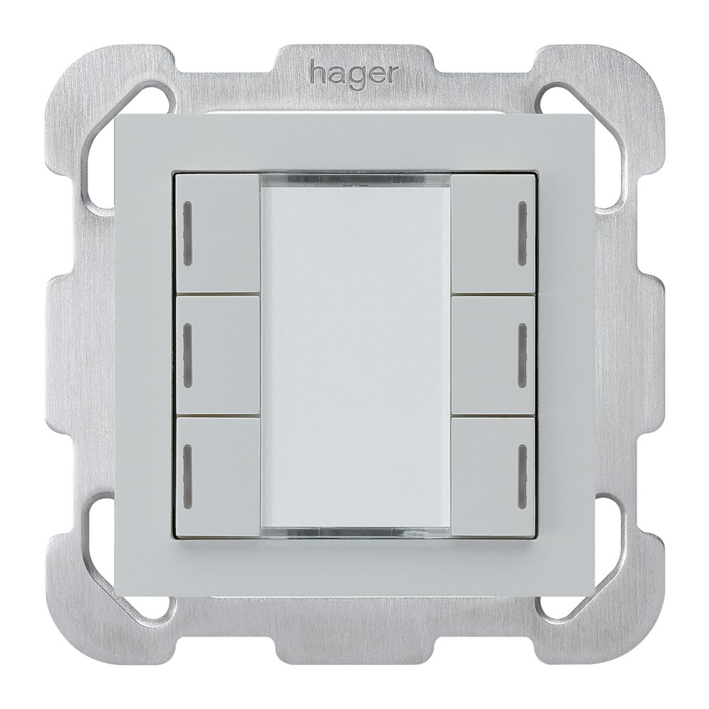 UP-Taster kallysto B KNX 6× RGB LED s/e-link hellgrau