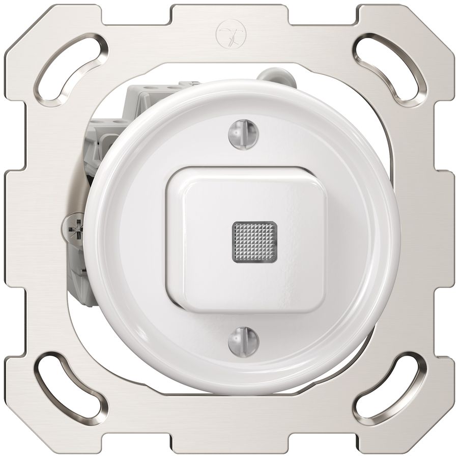 UP-Sonnerie-Drucktaster Sdue, 16A 230 VAC, 77×77mm, mit Steckklemmen weiss