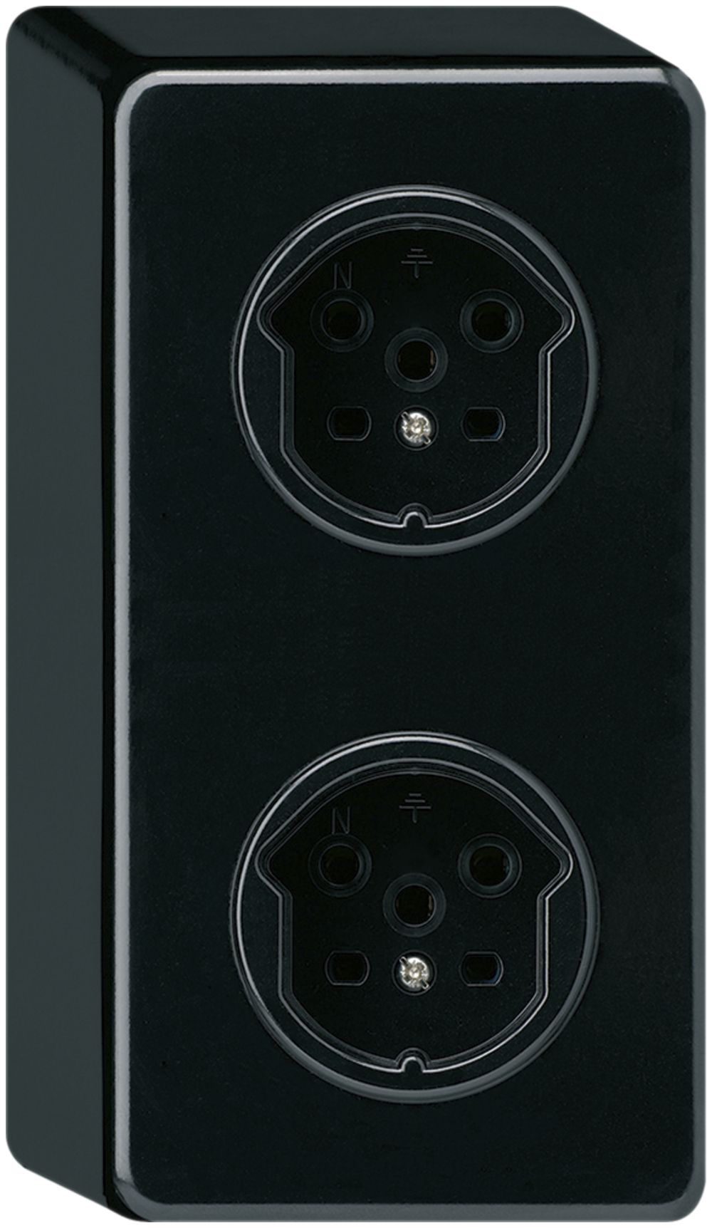 AP-Kombination 2×1 HA basico 2×Typ 15 mit Steckklemmen schwarz