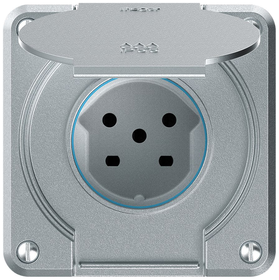 Presa INC robusto 1×tipo 15 IP55 alluminio