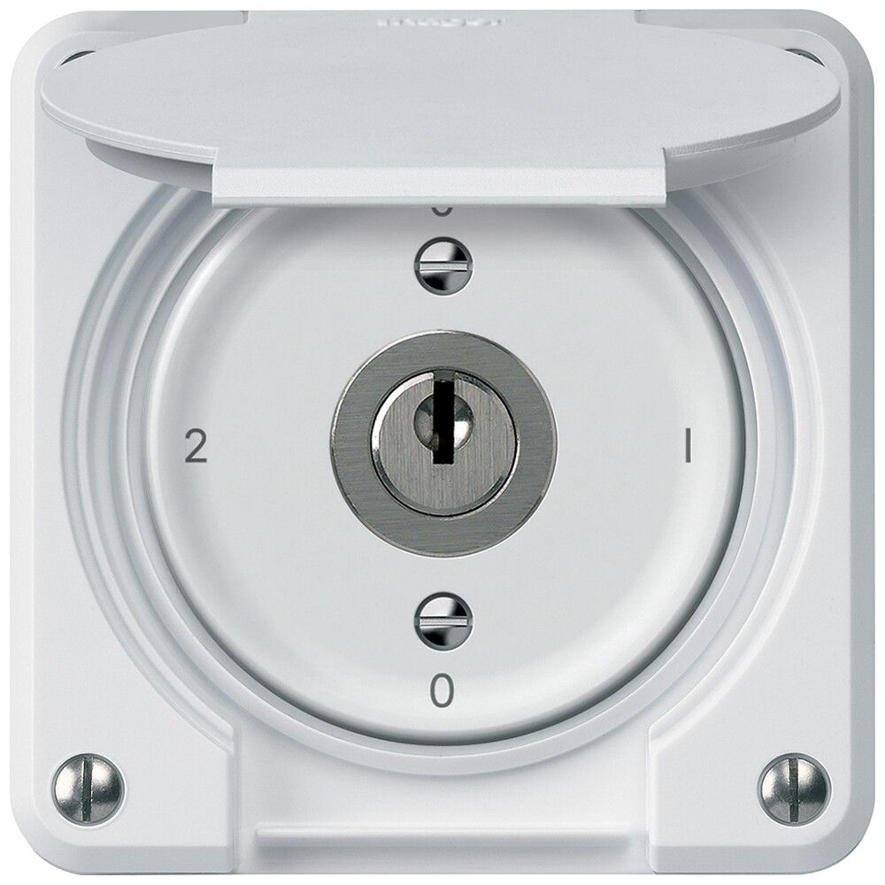 Interrupteur à clé ENC robusto commutateur 16A 250V 86×86mm blanc
