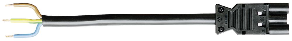 Anschlussleitung Wieland GST18i3 3×2.5mm² 250V 20A 3m schwarz Stecker, Cca