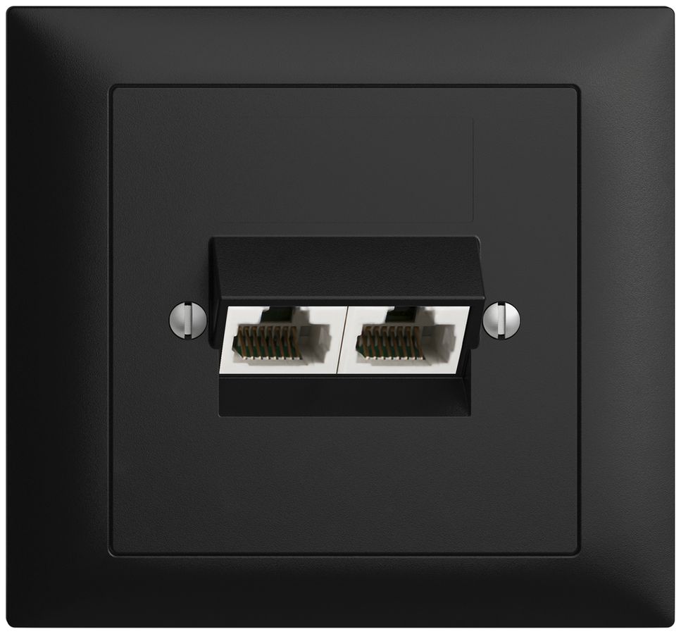 EB-Dose 2×RJ45/u 4P getr. EDIZIOdue schwarz ITplus