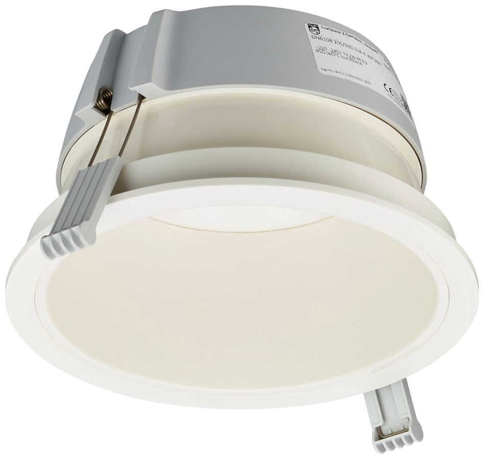 Downlight LED Philips LuxSpace Compact WR 13.4W 2300lm 840 WB Ø214mm blanc
