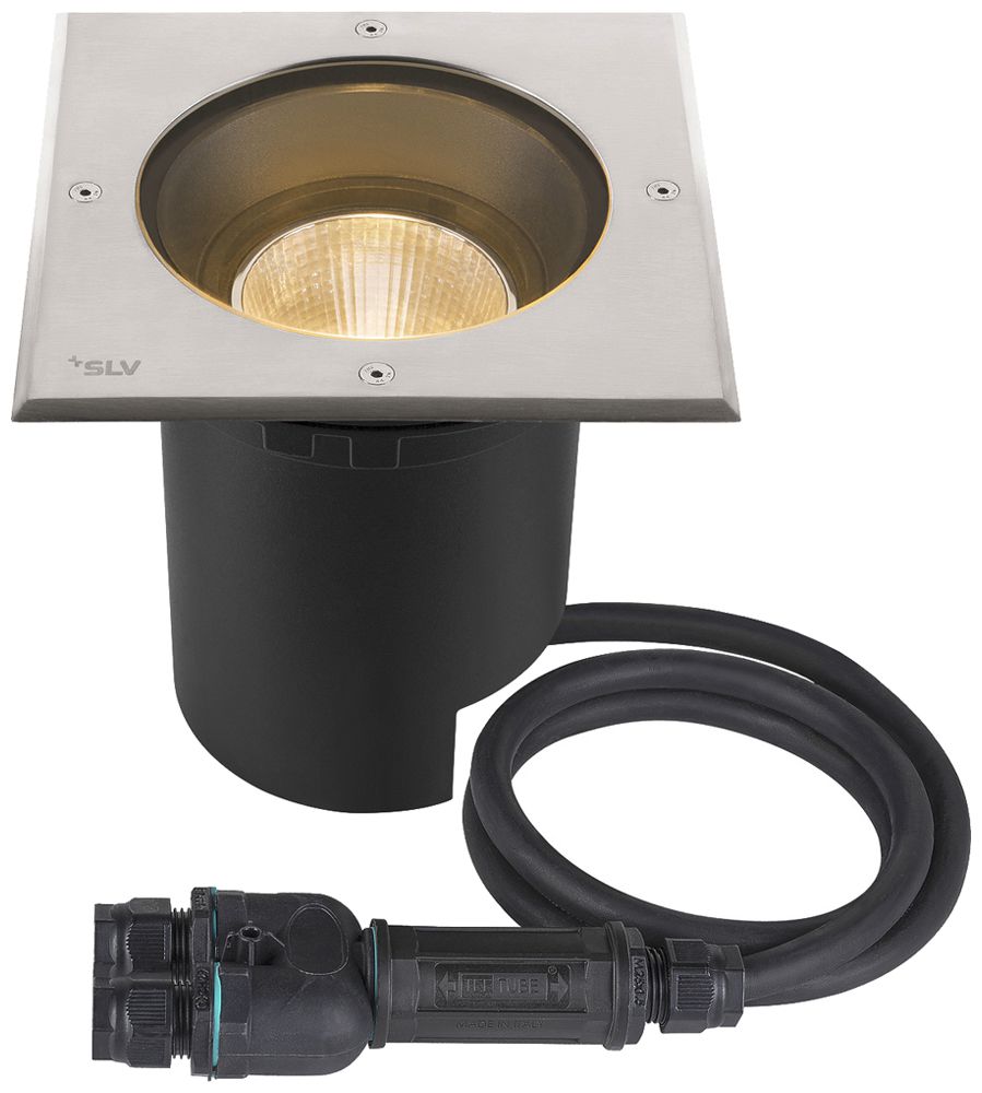 EB-LED-Bodenleuchte SLV DASAR L IP65 19W 1950lm 840 DALI 200×200 Edelstahl