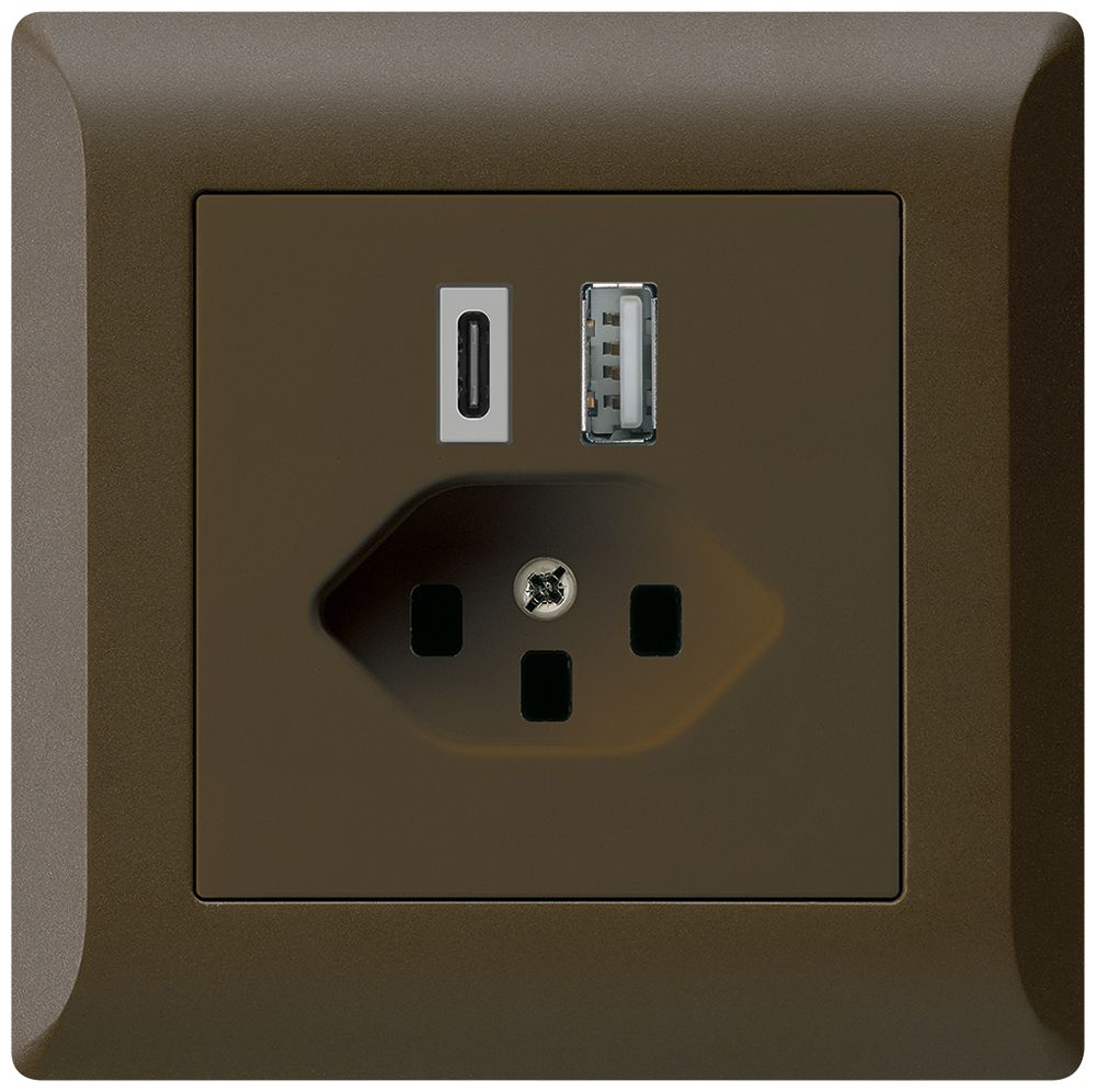 Prise de charge USB ENC kallysto.line 18W PD 1×type A 1×type C T23 brun