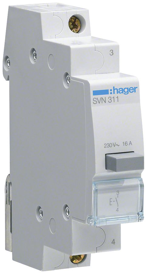 EB-Taster Hager 16A 230V 1 Schliesser 0 Öffner 0 Wechsler Knopf grau 1TE