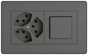 UP-Kombination EDIZIO.liv SNAPFIX® 1×2 96×156mm 3×T13+Schema 3/1L dunkelgrau