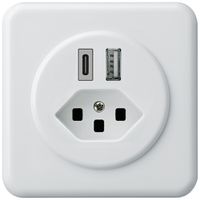 Presa di carica USB INC basico 18W PD 1×tipo A 1×tipo C T23 placca cop&fiss bi