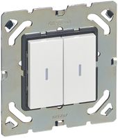 EB-Doppel-Wechselschalter 3+3 ARTEOR, mit Befestigungsplatte, weiss