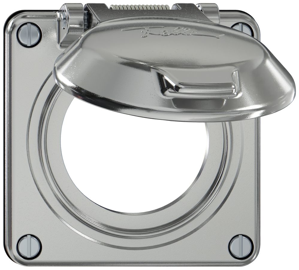 Oberteil ELEMENT SNAPFIX® mit Klappdeckel für Terko-Steckdose alu