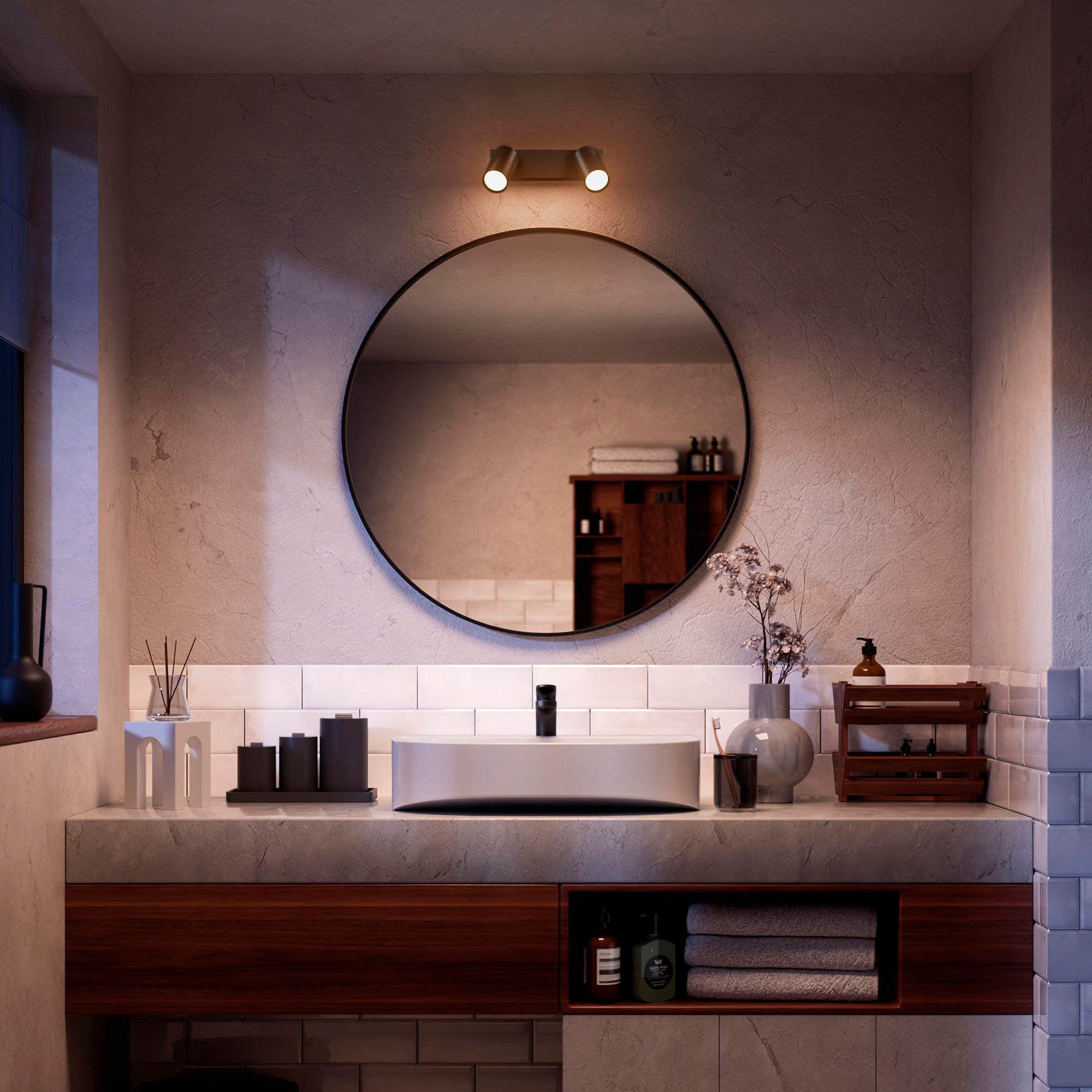 Spot Philips Idris GU10 2×5W IP44 240×119mm noir