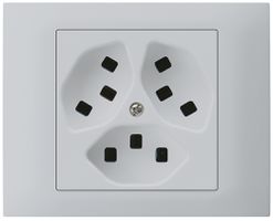 EB-Steckdose kallysto 3×T23 Bauart T m.EB-Dose G3 Abdeckrahmen steckbar hellgrau