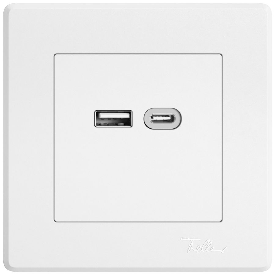 Prise de charge USB ENC EDIZIO.liv SNAPFIX® 230VAC 18W 1×USB A 1×USB C bc