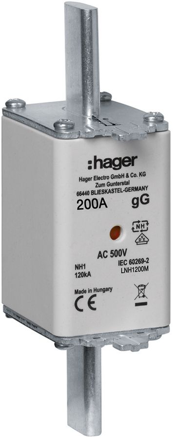 Fusible HPC Hager DIN1c 500VAC 200A gG/gL avertisseur double antirouille