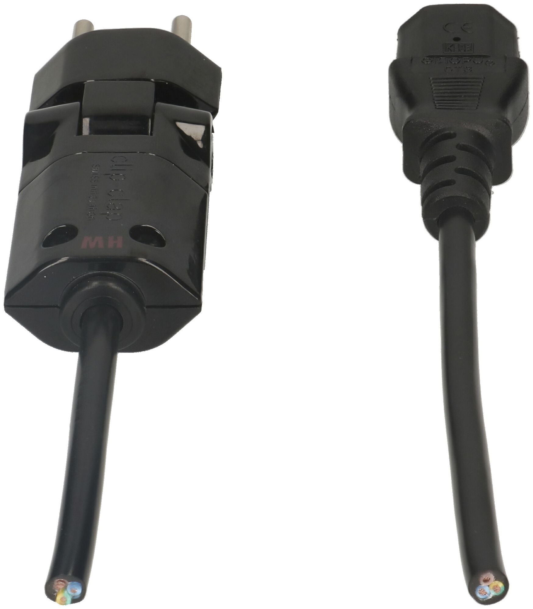 Apparatekabel MAX HAURI T12/C13 Clip-Clap Td 3×0.75mm² 2m schwarz