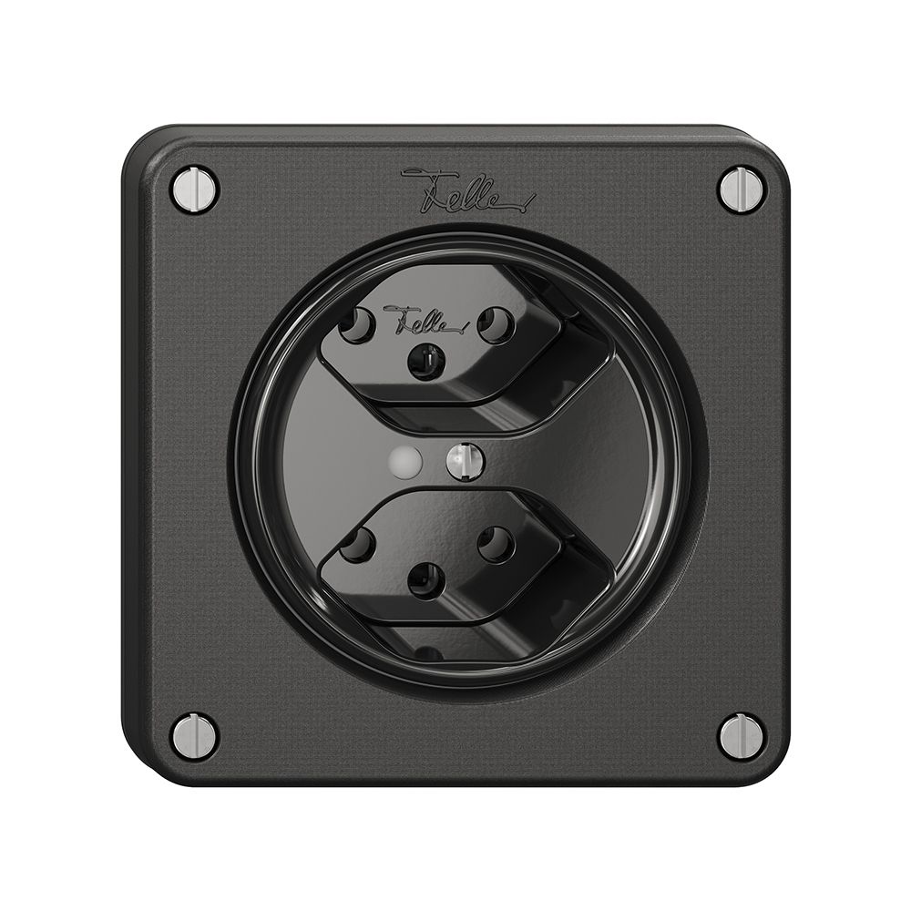 Steckdose NEVO, 2×T13, m.LED, schwarz