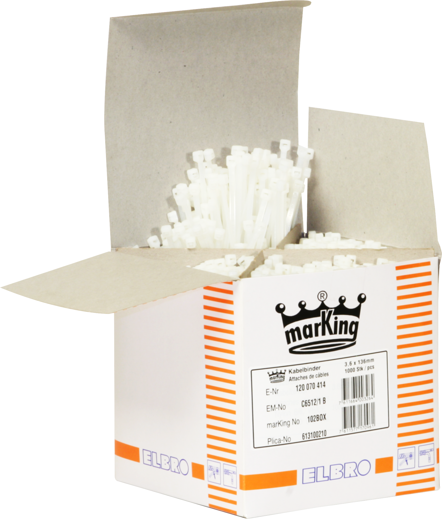 Collier nylon 3.6×136mm blanc en boîte de 1000 pcs