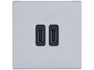 Prise de charge USB INC Legrand MOSAIC 2×USB-C 3000mA OUT:5V aluminium