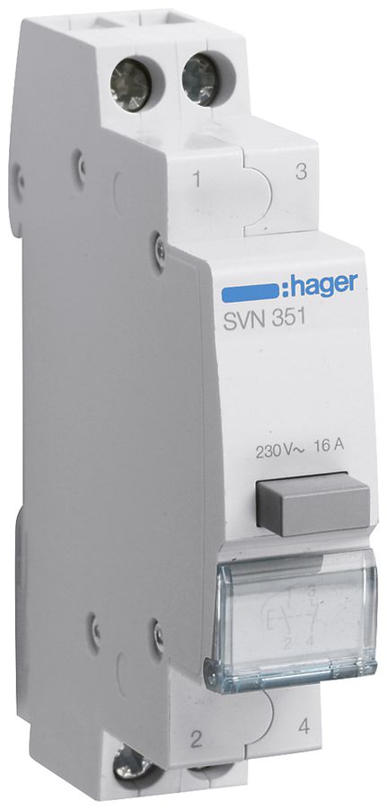 EB-Taster Hager 16A 230V 1 Schliesser 1 Öffner 0 Wechsler Knopf grau 1TE