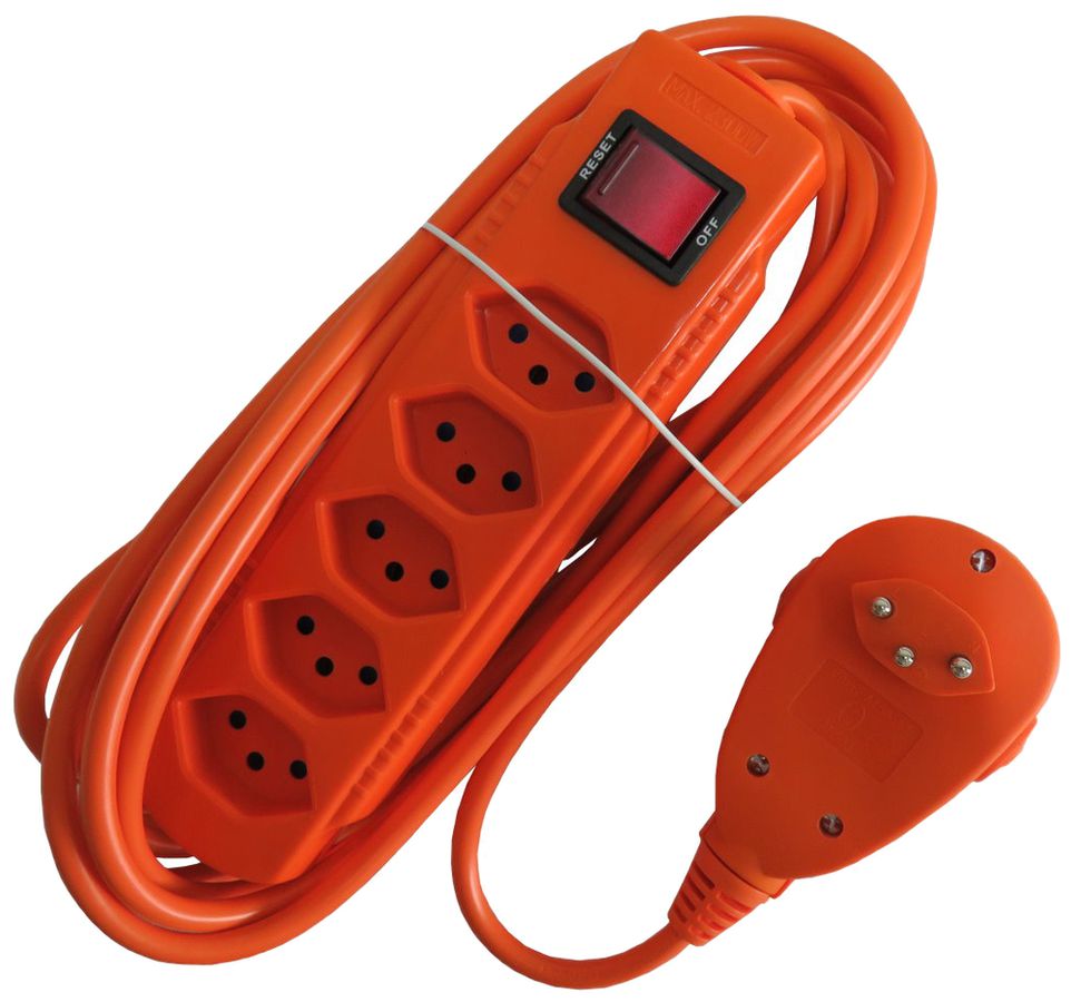 Mehrfachsteckdose mit Schalter ELBROLINE 5×T13 5m orange