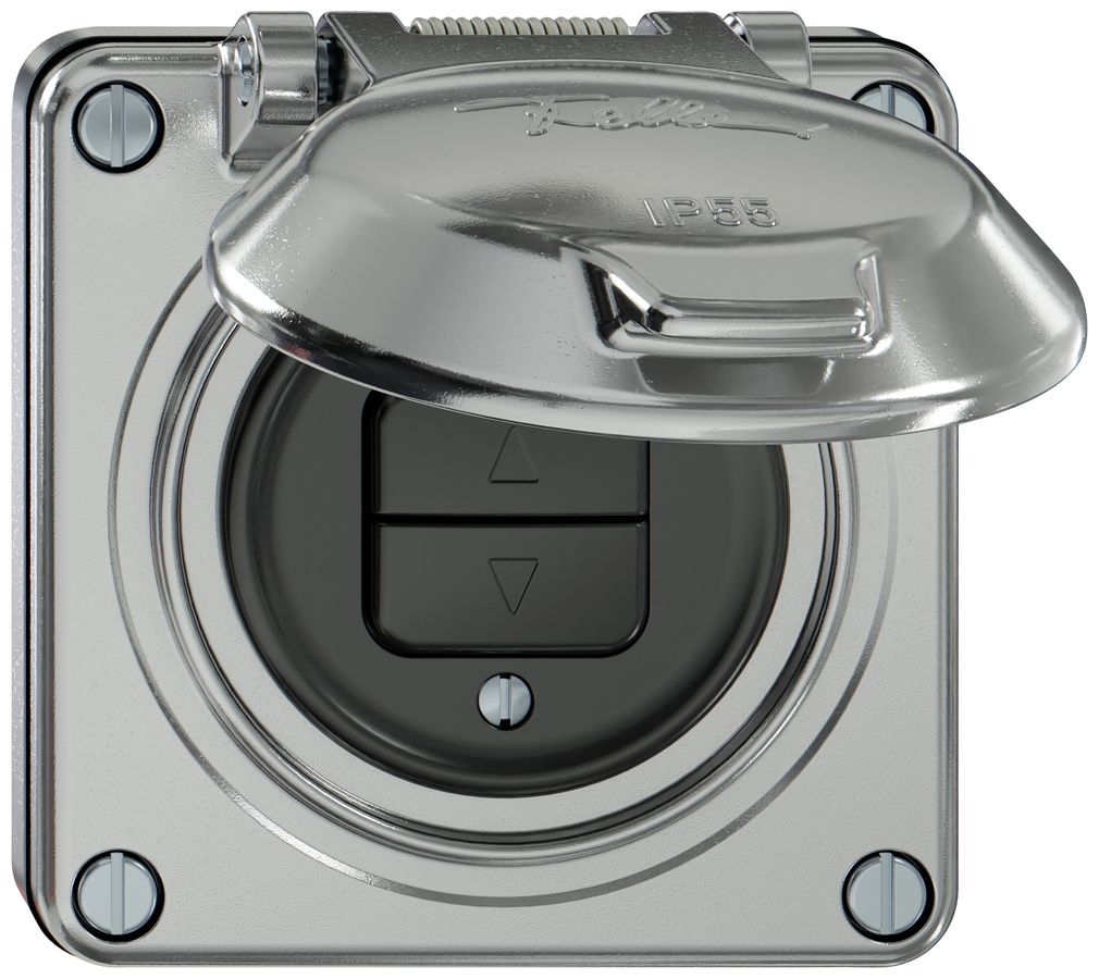 UP-Storentaster ELEMENT 1P 2 Tasten mit Deckel aluminium