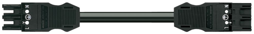 Verbindungsleitung MIDI 3×1.5mm² 16A 250V 3m Cod.A Buchse-Stecker schwarz Cca