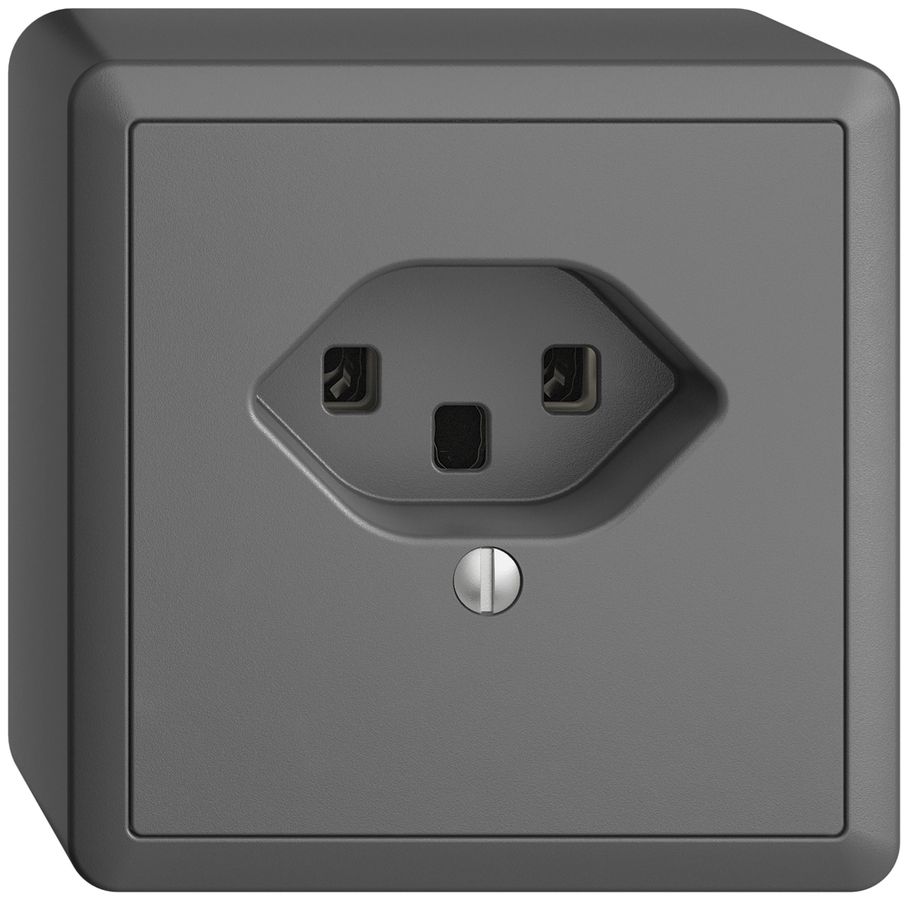AP-Steckdose EDIZIOdue T23 16A dunkelgrau, Schraubklemmen