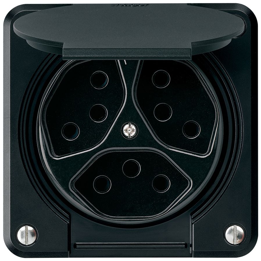 Presa INC robusto 3×tipo 13/1 nero per combinazione