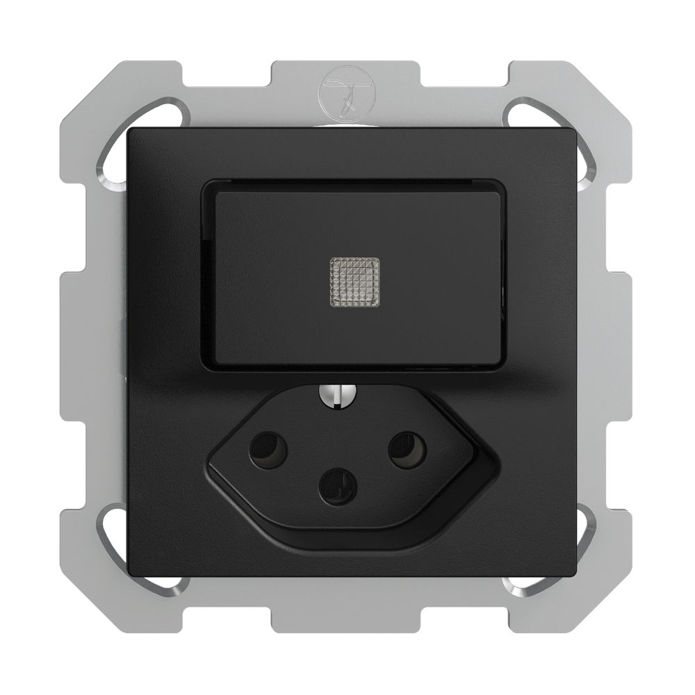 UP-Leuchtkombination 3/1L+T13 schwarz, LS EDIZIOdue mit Linse, LED gelb