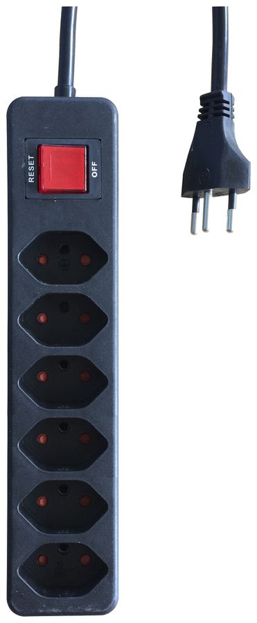 Prise multiple ELBRO 6×T13 10A 2300W 3m noir IP20