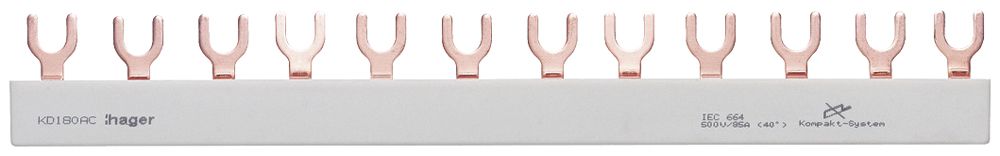 Kammschiene Hager 1L Gabel 10mm² 63A 210×12mm weiss