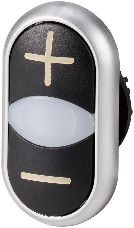 Doppeldrucktaste ETN RMQ flach +/- schwarz, Ring verchromt