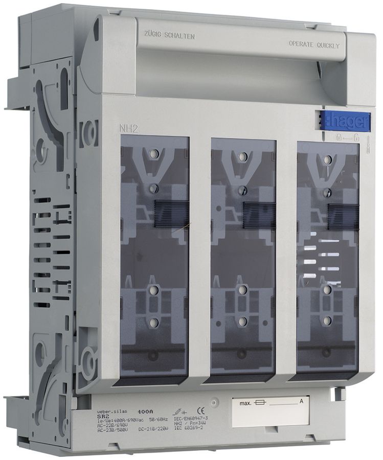 Coupe-circuit HPC weber.silas DIN2 690VAC 400A cavalier p.70mm sortie haut/bas