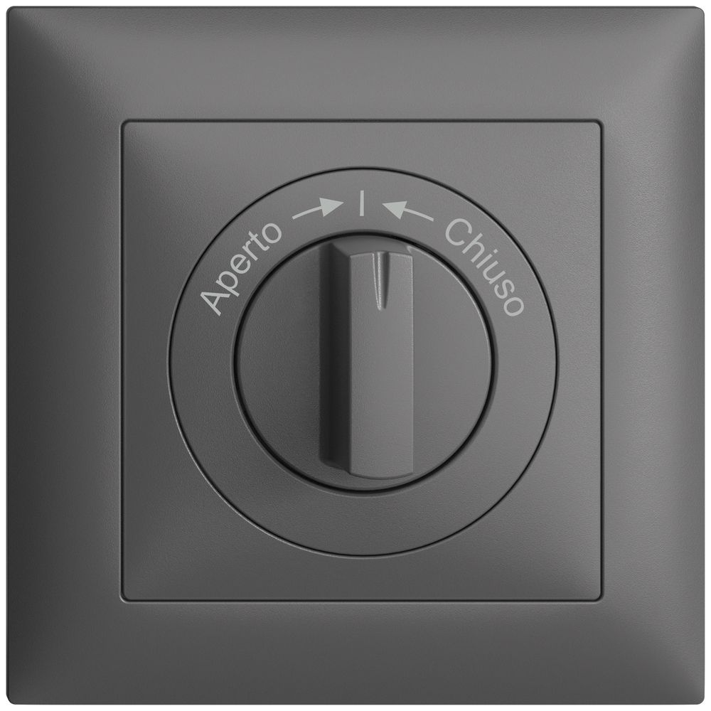 Frontset EDIZIOdue Aperto->I<-Chiuso dunkelgrau 88×88mm für Schwenktaster