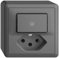 Combinaison lum. AP A-R/1L+T13 EDIZIOdue gris foncé, lentille LED jaune