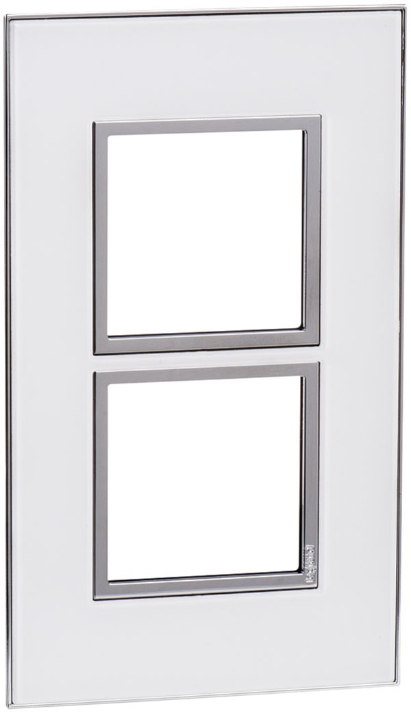 Cadre de recouvrement ATO 2×1 module verre blanc