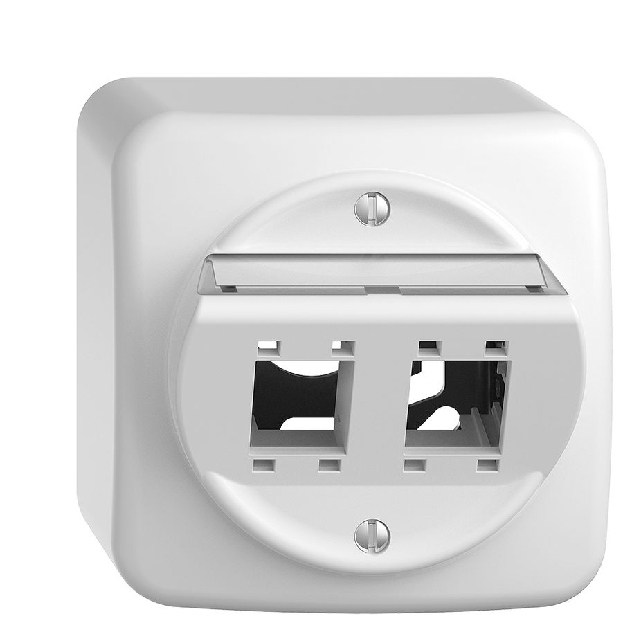 Kit de montage AP Sdue QX.54, avec capot de sortie oblique 2×RJ45 freenet blanc