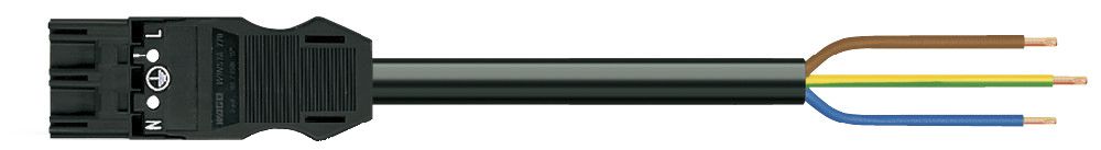 Anschlussleitung MIDI 3×2.5mm² 20A 250V 1m Cod.A Stecker-freie Ende schwarz Cca