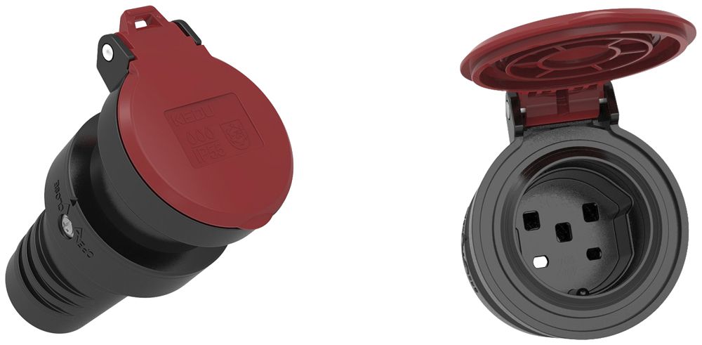 Presa mobile tipo 25 Ferratec 3L+N+PE 16A 400V diritto gomma IP55 ne-ro