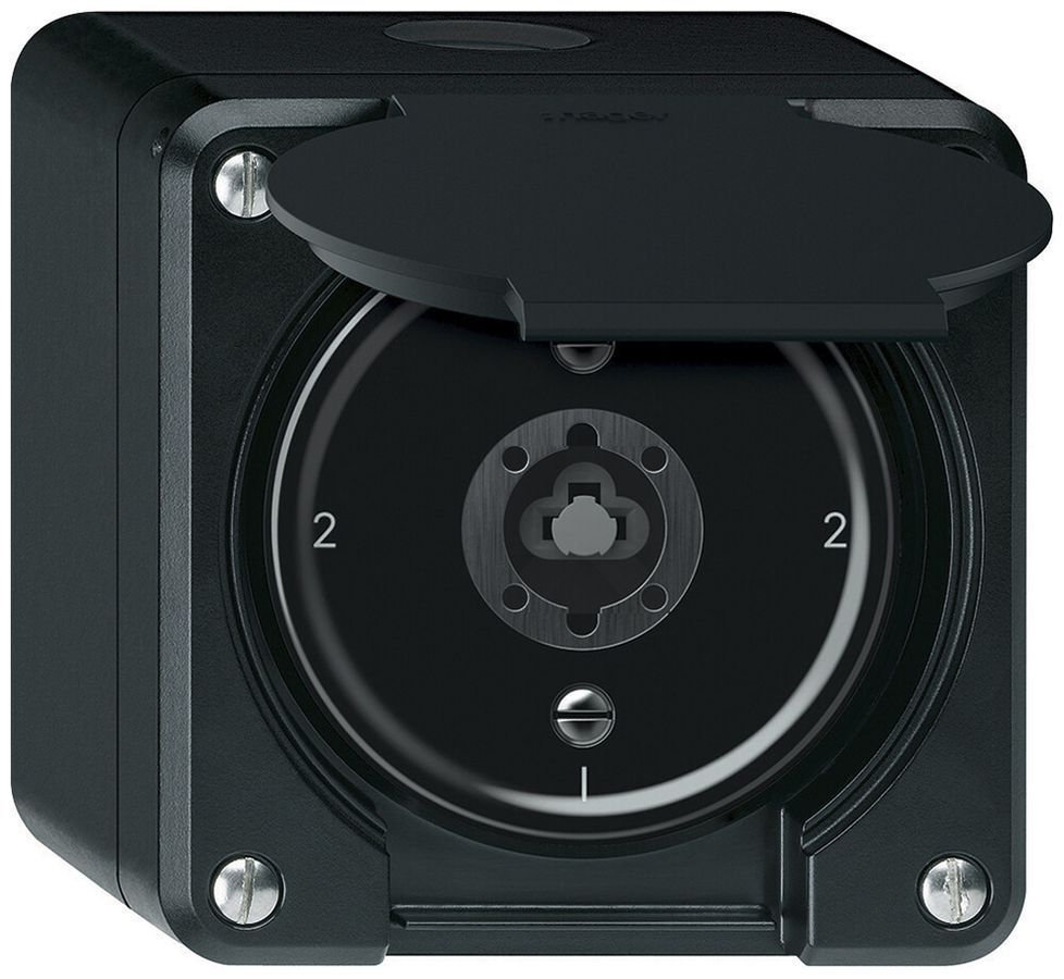 Interruttore a chiave AP robusto deviatore 16A 250V 86×86mm nero