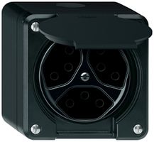 AP-Steckdose robusto 3×T13 10A 250V 86×86mm IP21 schwarz