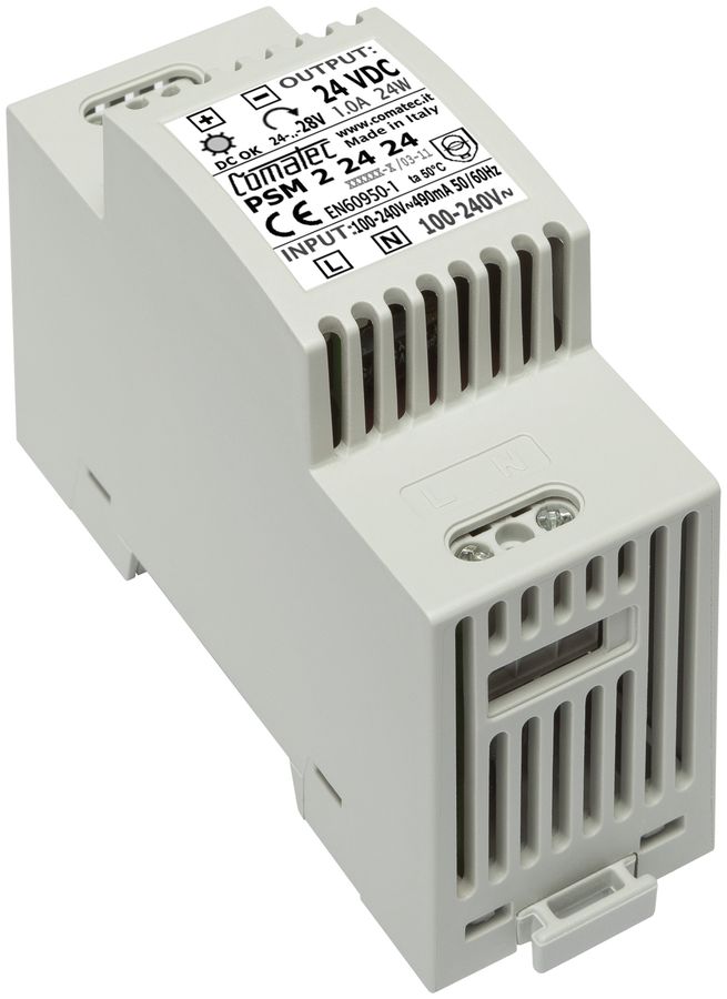REG-Netzteil Comatec PSM2, IN: 100…240VAC, OUT: 24VDC/24W, stabilisiert, 2TE