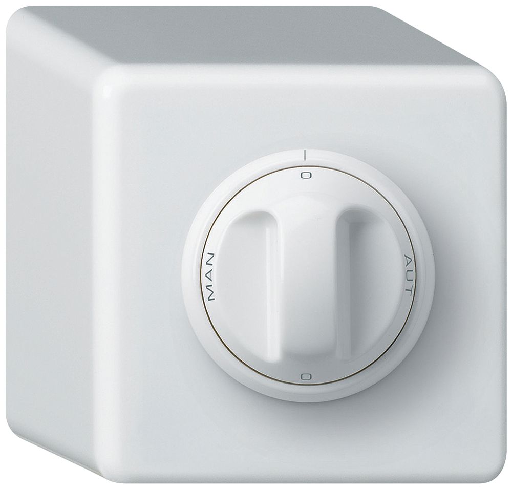 AP-Drehschalter basico 2/1L weiss 0-A-0-M mit Drehgriff