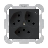 Presa INC kallysto 3×T13 nero con protezione bambini con piastra di fissaggio