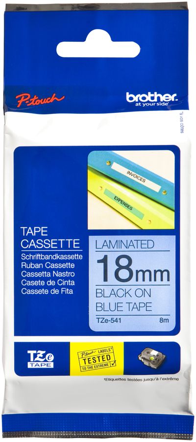 Cassetta nastro Brother TZe-541 18mm×8m, blu/nero