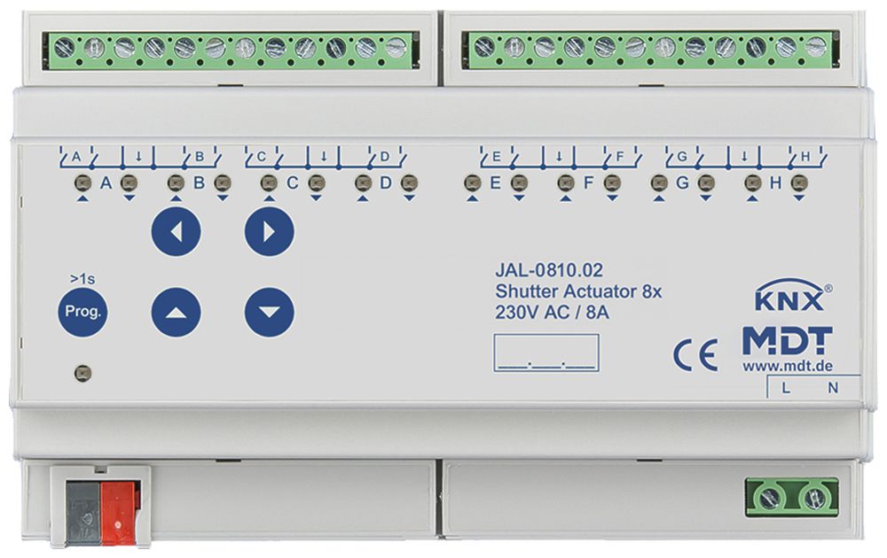 REG-Jalousieaktor KNX MDT JAL-0810.02 8-Kan 8A 300W 230VAC 8TE