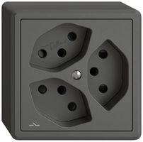 Presa AP EDIZIO.liv SNAPFIX® 3×T13 1×S con shutter grs