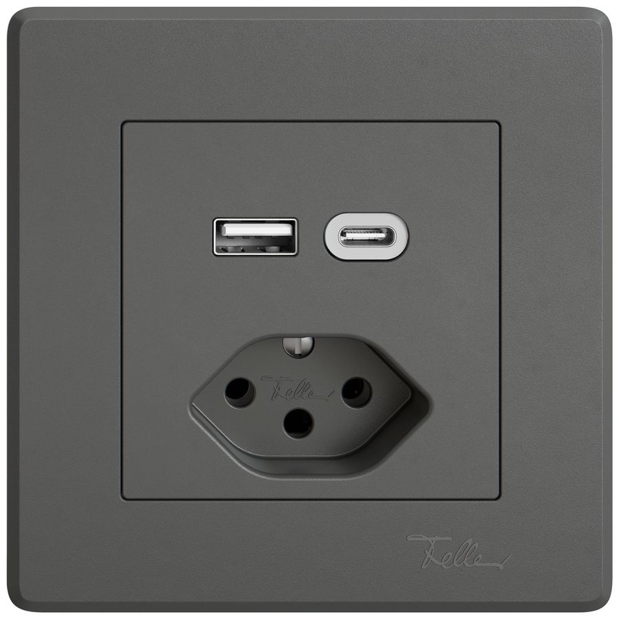 Prise de charge USB ENC EDIZIO.liv SNAPFIX® USB A+C/T13 3A 230VAC grf